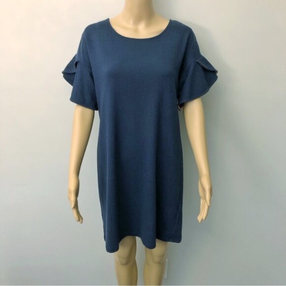 AMARYLLIS Navy Oversized Relaxed Fit Scoop Neck Tunic Midi Dress. Medium - Picture 13 of 13